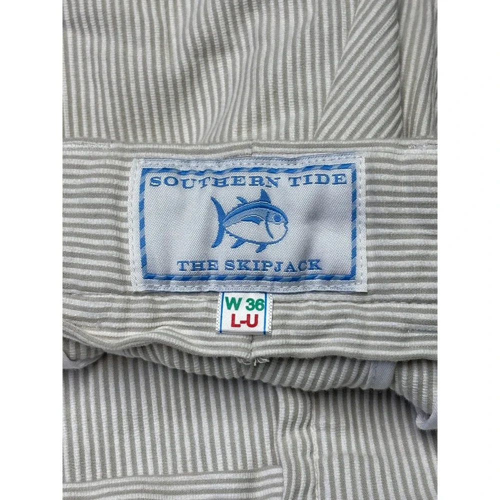 Southern Tide Skipjack Flat Front Corded Pants Mens 36x32 Tan White Striped 7310